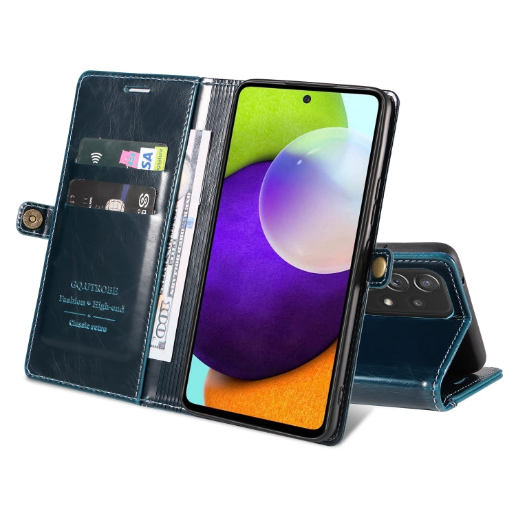 For Samsung Galaxy A52 4G / 5G GQUTROBE RFID Blocking Oil Wax Leather Phone Case