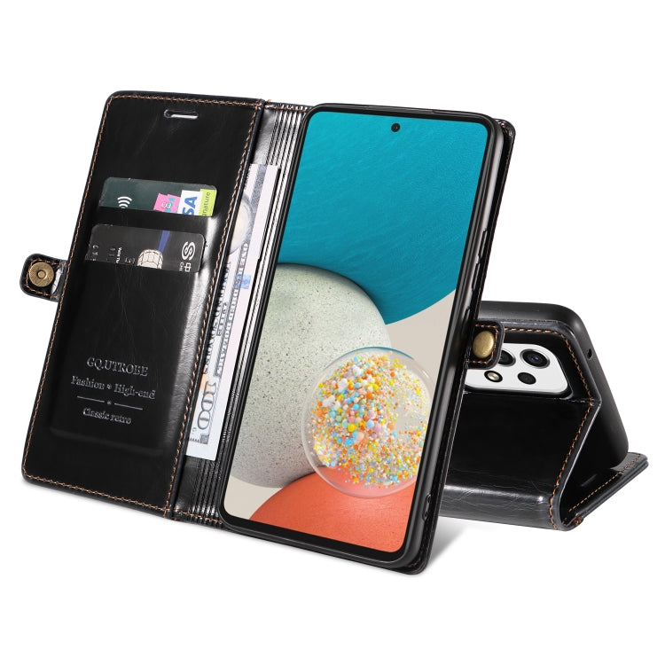 For Samsung Galaxy A53 5G GQUTROBE RFID Blocking Oil Wax Leather Phone Case