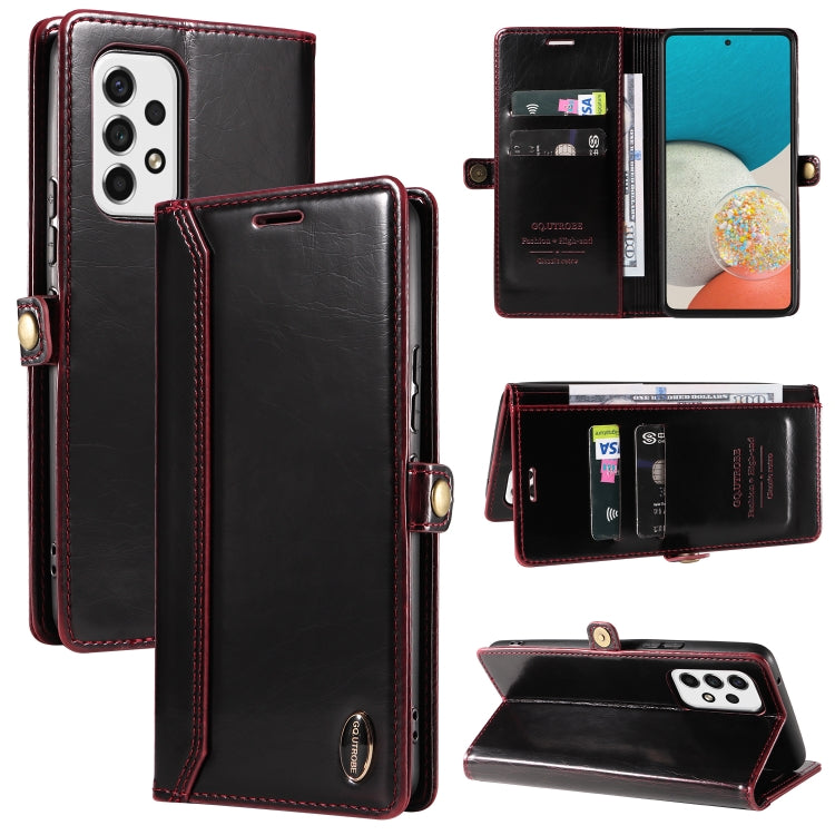 For Samsung Galaxy A53 5G GQUTROBE RFID Blocking Oil Wax Leather Phone Case