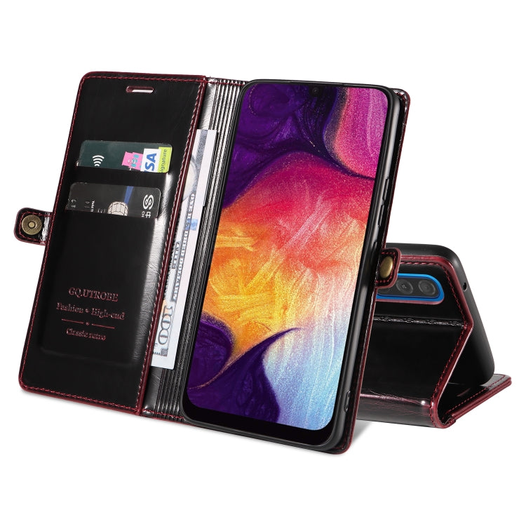 For Samsung Galaxy A70 GQUTROBE RFID Blocking Oil Wax Leather Phone Case