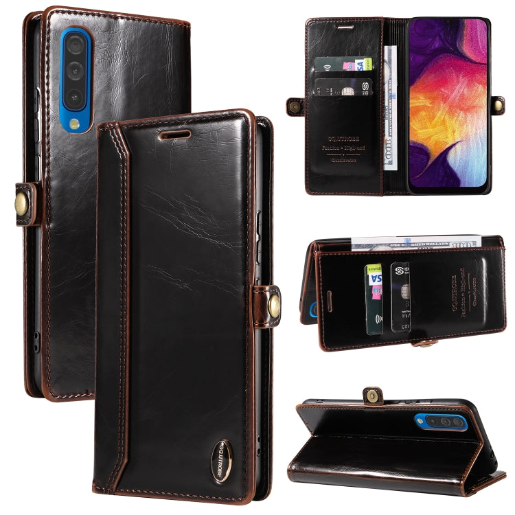 For Samsung Galaxy A70 GQUTROBE RFID Blocking Oil Wax Leather Phone Case
