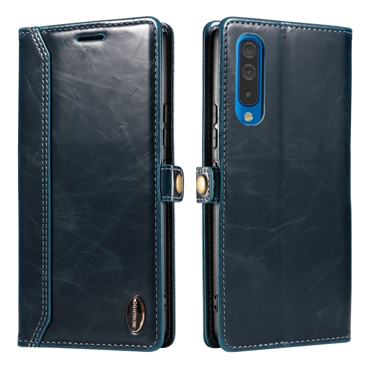 For Samsung Galaxy A70 GQUTROBE RFID Blocking Oil Wax Leather Phone Case