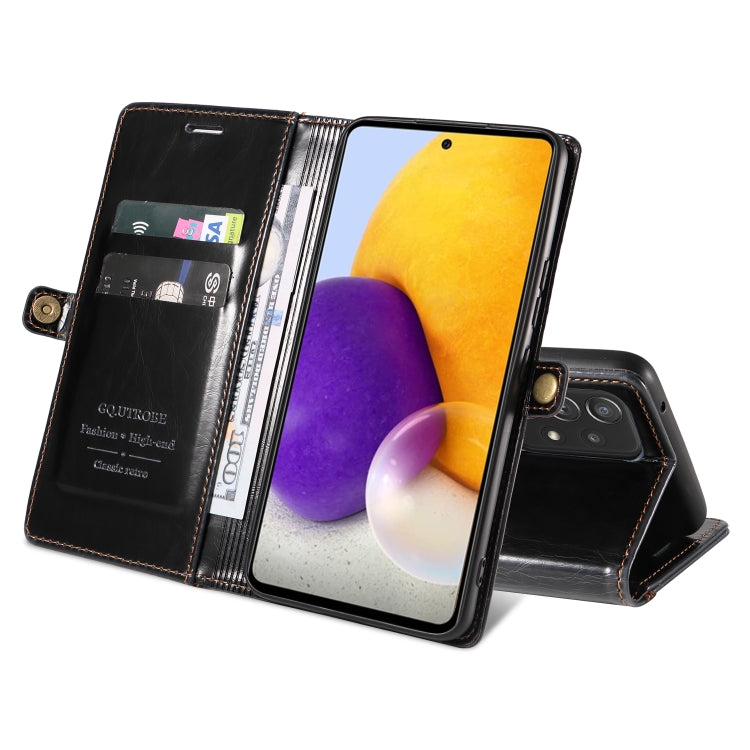For Samsung Galaxy A72 4G / 5G GQUTROBE RFID Blocking Oil Wax Leather Phone Case