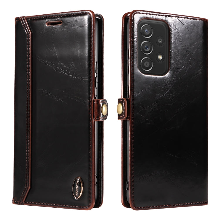 For Samsung Galaxy A72 4G / 5G GQUTROBE RFID Blocking Oil Wax Leather Phone Case