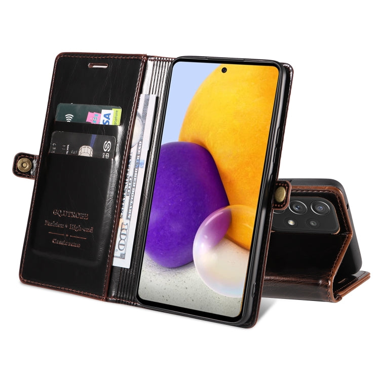 For Samsung Galaxy A72 4G / 5G GQUTROBE RFID Blocking Oil Wax Leather Phone Case