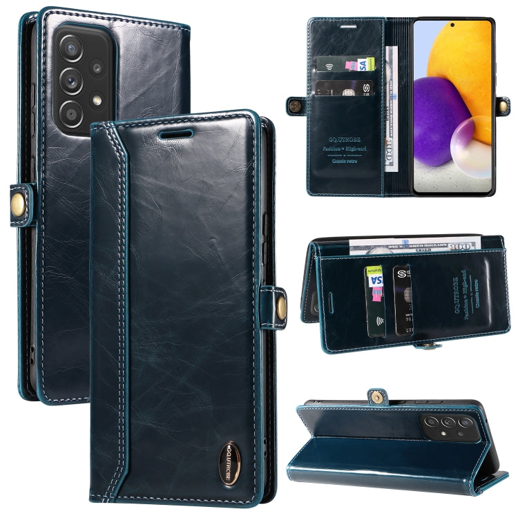 For Samsung Galaxy A72 4G / 5G GQUTROBE RFID Blocking Oil Wax Leather Phone Case