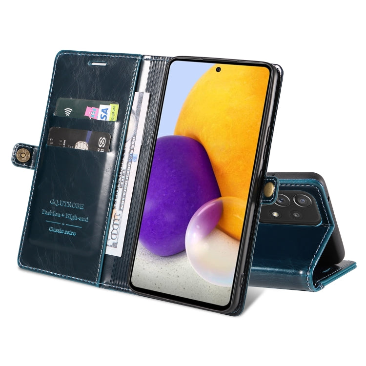 For Samsung Galaxy A72 4G / 5G GQUTROBE RFID Blocking Oil Wax Leather Phone Case