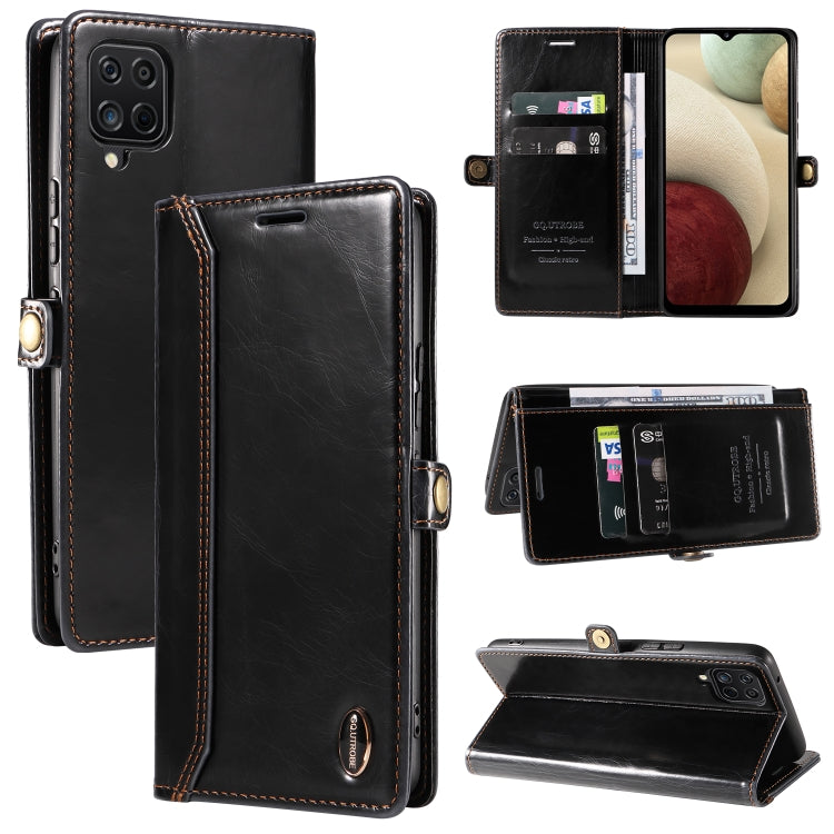 For Samsung Galaxy A12 5G / M12 5G GQUTROBE RFID Blocking Oil Wax Leather Phone Case