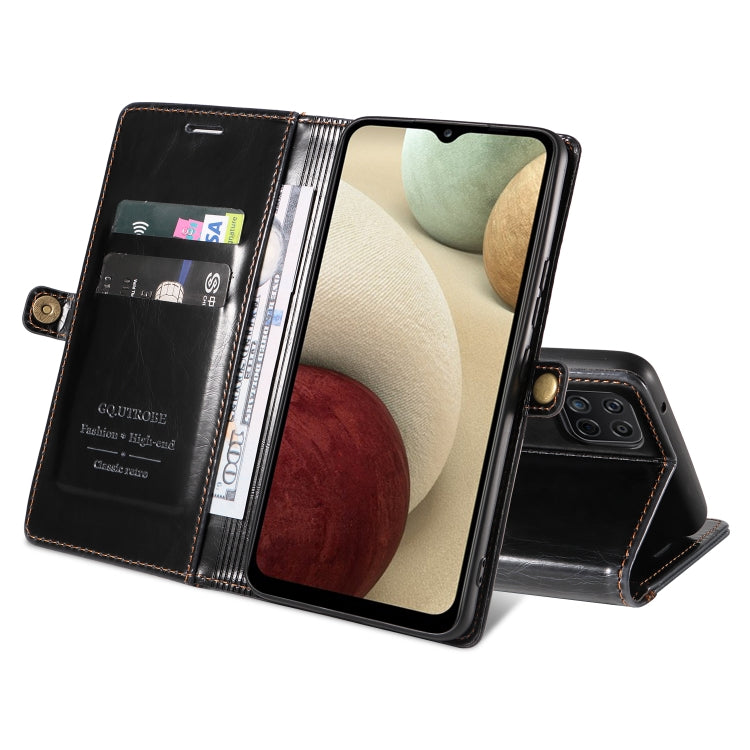 For Samsung Galaxy A12 5G / M12 5G GQUTROBE RFID Blocking Oil Wax Leather Phone Case