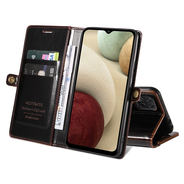 For Samsung Galaxy A12 5G / M12 5G GQUTROBE RFID Blocking Oil Wax Leather Phone Case