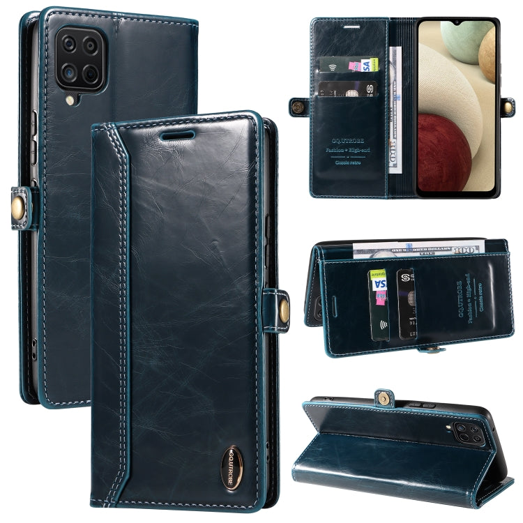 For Samsung Galaxy A12 5G / M12 5G GQUTROBE RFID Blocking Oil Wax Leather Phone Case