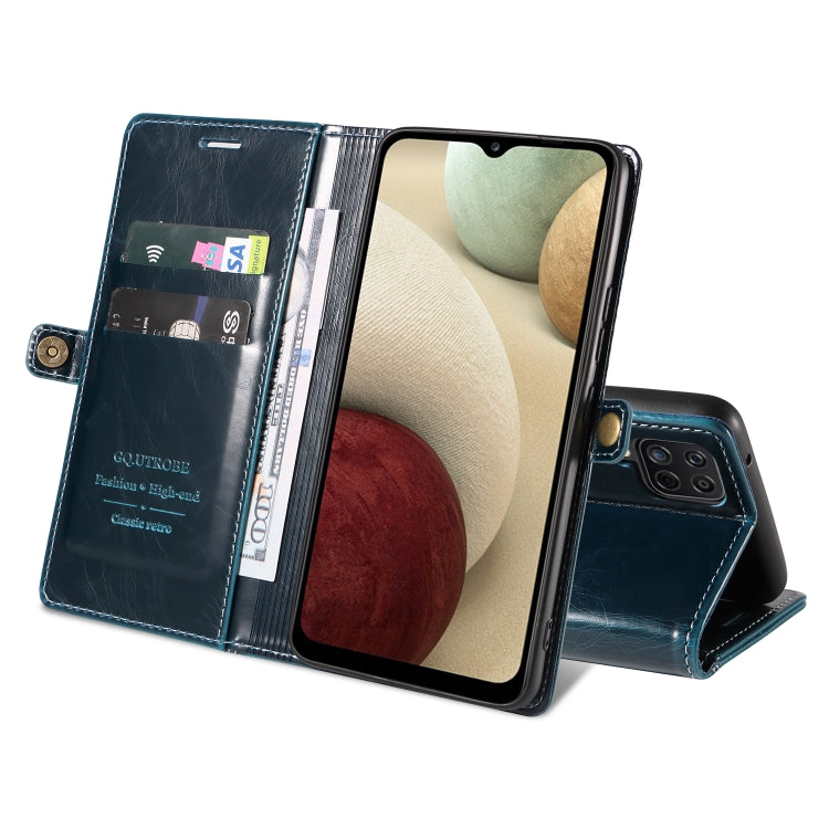 For Samsung Galaxy A12 5G / M12 5G GQUTROBE RFID Blocking Oil Wax Leather Phone Case