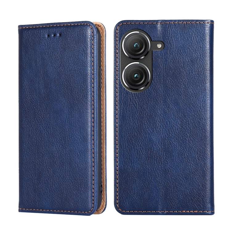 For Asus Zenfone 9 Gloss Oil Solid Color Magnetic Leather Phone Case