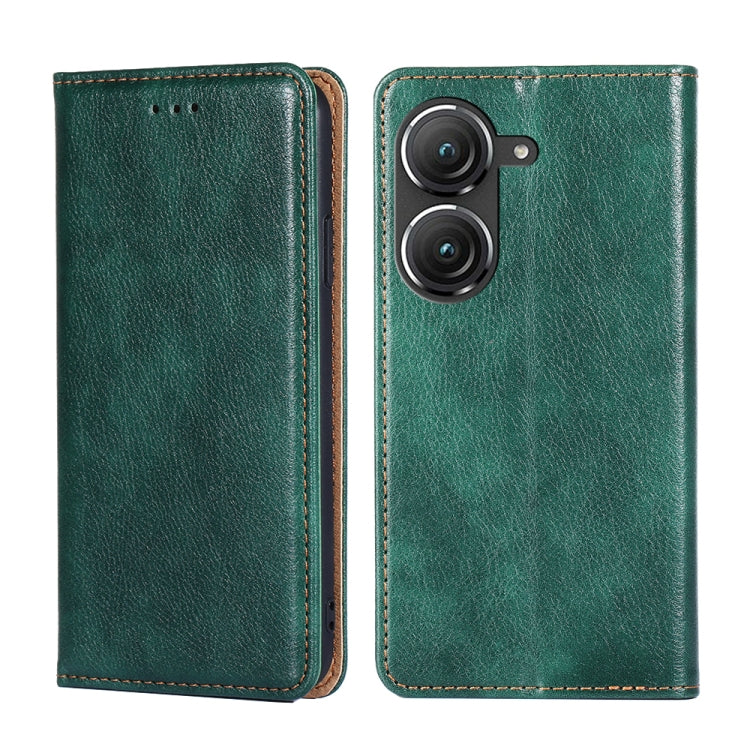For Asus Zenfone 9 Gloss Oil Solid Color Magnetic Leather Phone Case