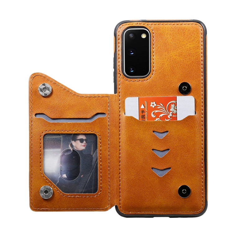 For Galaxy S20 Calf Texture Horizontal Flip Leather Case with Holder & Card Slots & Frame