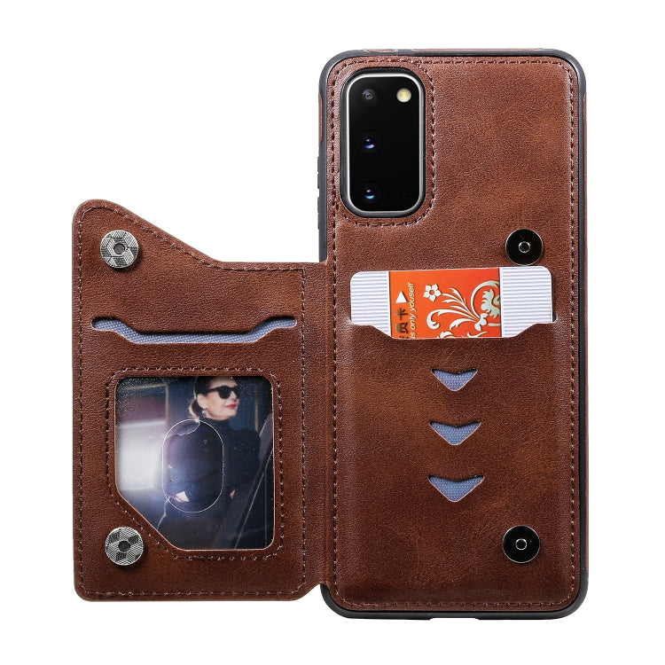 For Galaxy S20 Calf Texture Horizontal Flip Leather Case with Holder & Card Slots & Frame
