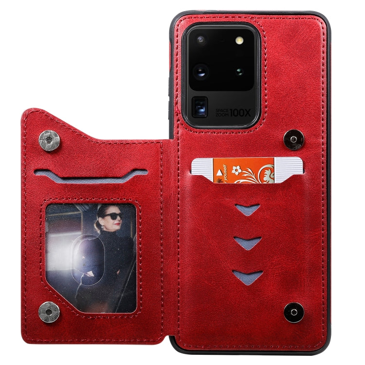 For Galaxy S20 Ultra Calf Texture Horizontal Flip Leather Case with Holder & Card Slots & Frame