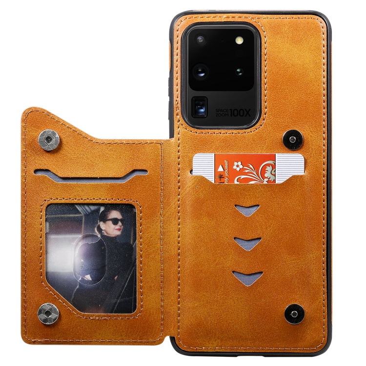 For Galaxy S20 Ultra Calf Texture Horizontal Flip Leather Case with Holder & Card Slots & Frame