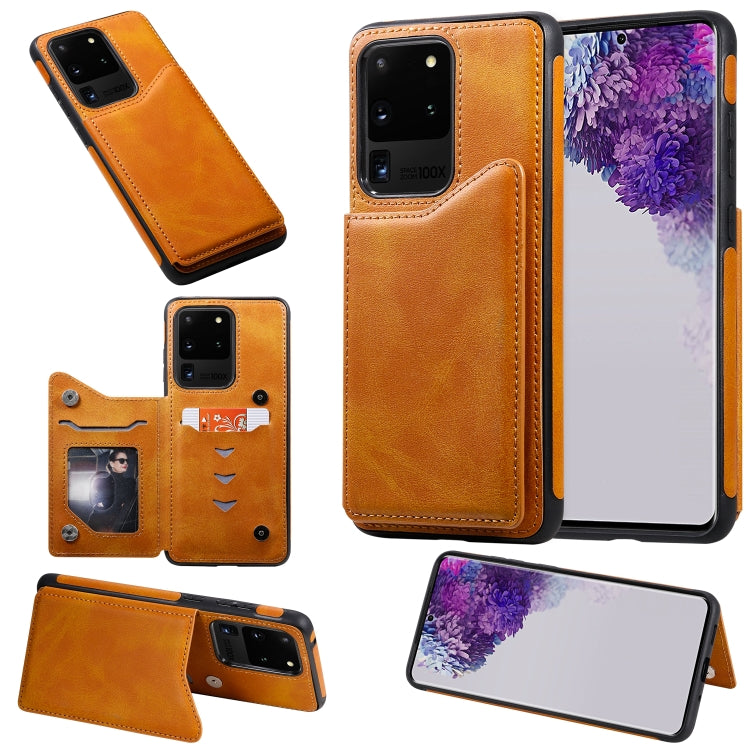 For Galaxy S20 Ultra Calf Texture Horizontal Flip Leather Case with Holder & Card Slots & Frame