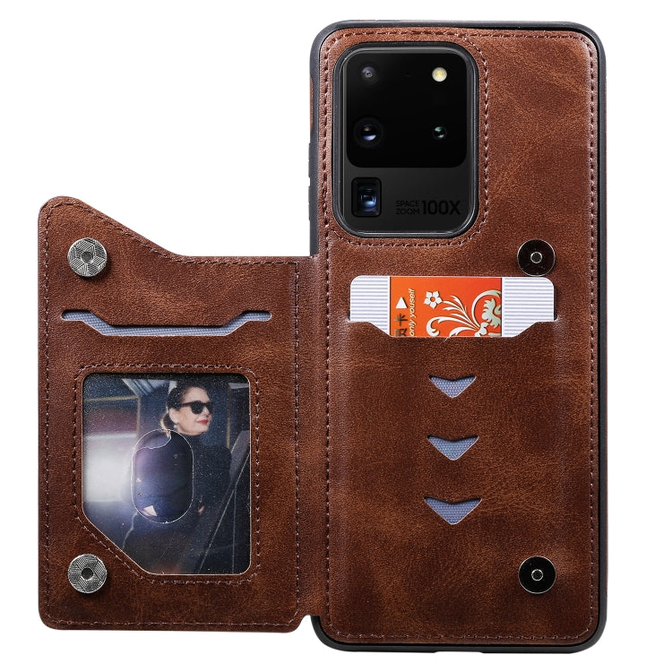 For Galaxy S20 Ultra Calf Texture Horizontal Flip Leather Case with Holder & Card Slots & Frame