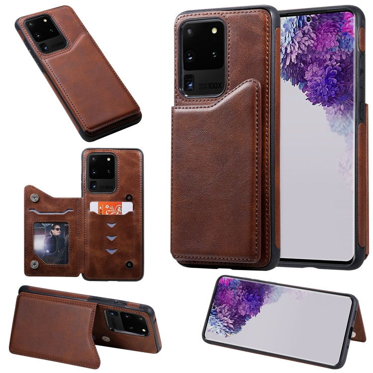 For Galaxy S20 Ultra Calf Texture Horizontal Flip Leather Case with Holder & Card Slots & Frame