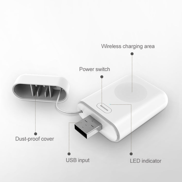 WPB01 USB Portable Magnetic Wireless Charger For Apple Watch(White)