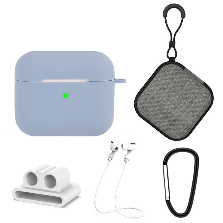 5 in 1 Silicone Earphone Protective Case + Earphone Bag + Earphones Buckle + Hook + Anti-lost Rope Set For AirPods 3