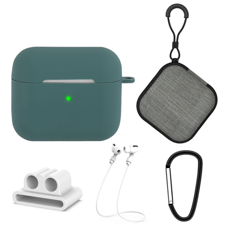 5 in 1 Silicone Earphone Protective Case + Earphone Bag + Earphones Buckle + Hook + Anti-lost Rope Set For AirPods 3