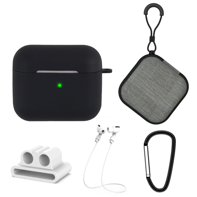5 in 1 Silicone Earphone Protective Case + Earphone Bag + Earphones Buckle + Hook + Anti-lost Rope Set For AirPods 3