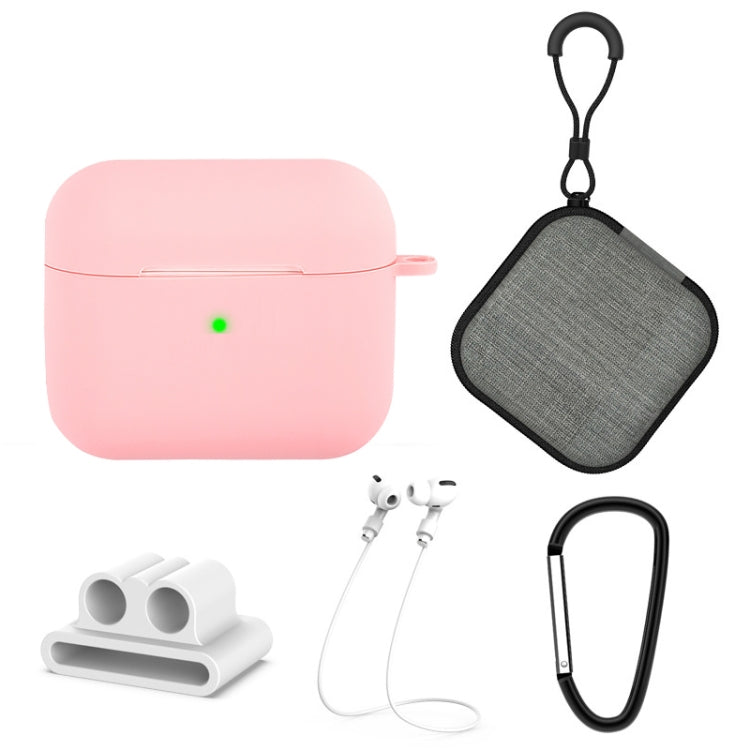 5 in 1 Silicone Earphone Protective Case + Earphone Bag + Earphones Buckle + Hook + Anti-lost Rope Set For AirPods 3