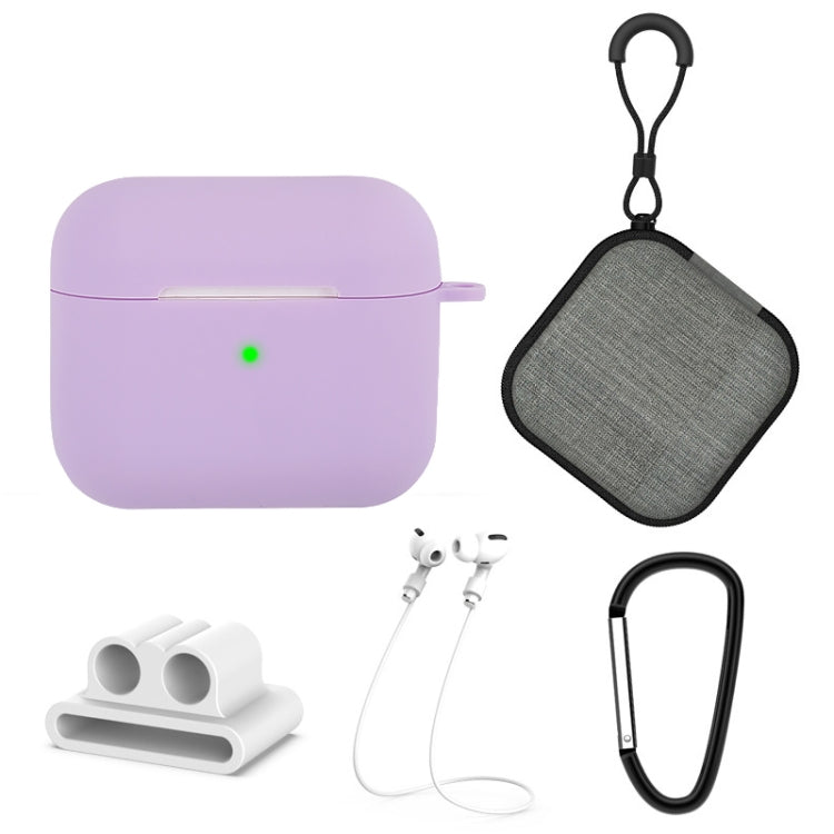 5 in 1 Silicone Earphone Protective Case + Earphone Bag + Earphones Buckle + Hook + Anti-lost Rope Set For AirPods 3