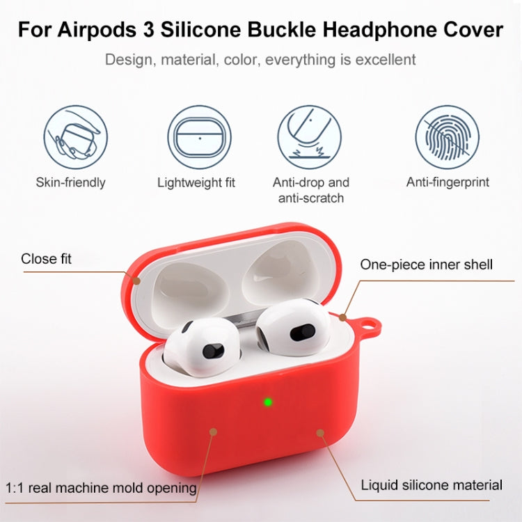 5 in 1 Silicone Earphone Protective Case + Earphone Bag + Earphones Buckle + Hook + Anti-lost Rope Set For AirPods 3