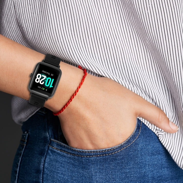 For Xiaomi Haylou Solar LS01 19mm Cross Textured Silicone Watch Band