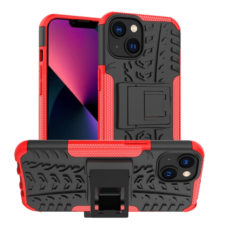 For iPhone 14 Tire Texture TPU + PC Phone Case with Holder