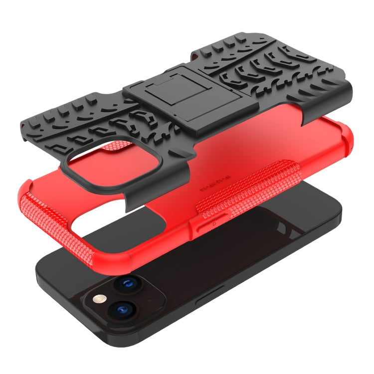 For iPhone 14 Tire Texture TPU + PC Phone Case with Holder