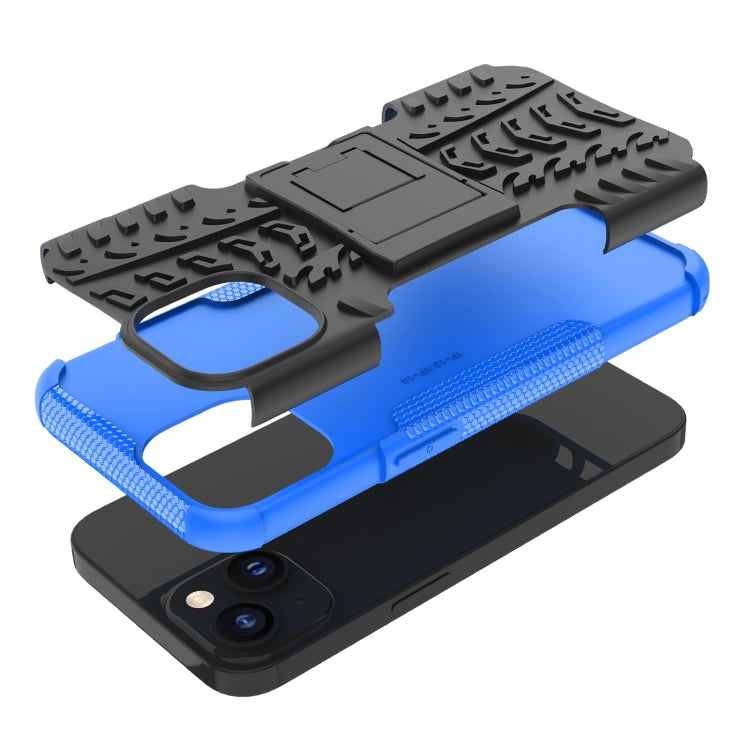 For iPhone 14 Tire Texture TPU + PC Phone Case with Holder