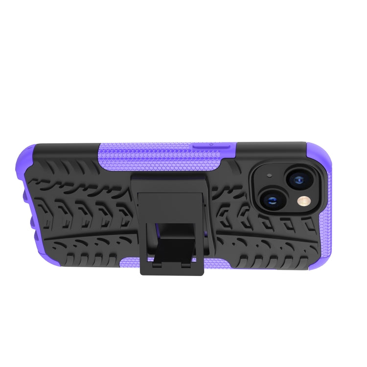 For iPhone 14 Tire Texture TPU + PC Phone Case with Holder