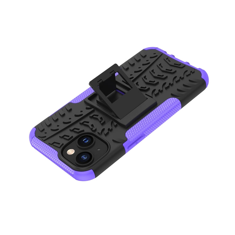 For iPhone 14 Tire Texture TPU + PC Phone Case with Holder