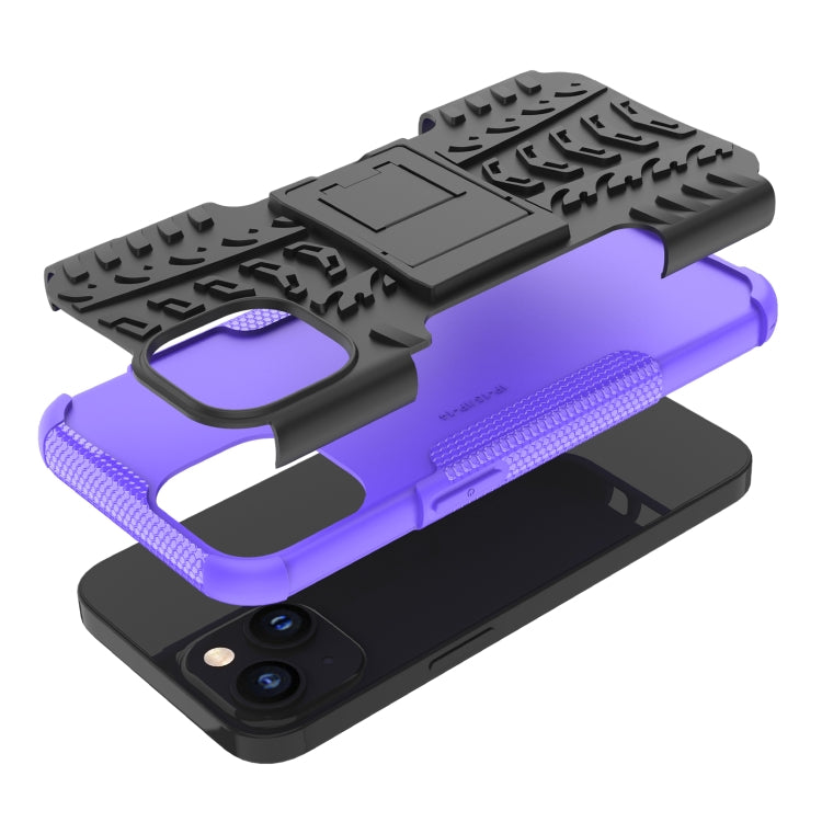 For iPhone 14 Tire Texture TPU + PC Phone Case with Holder