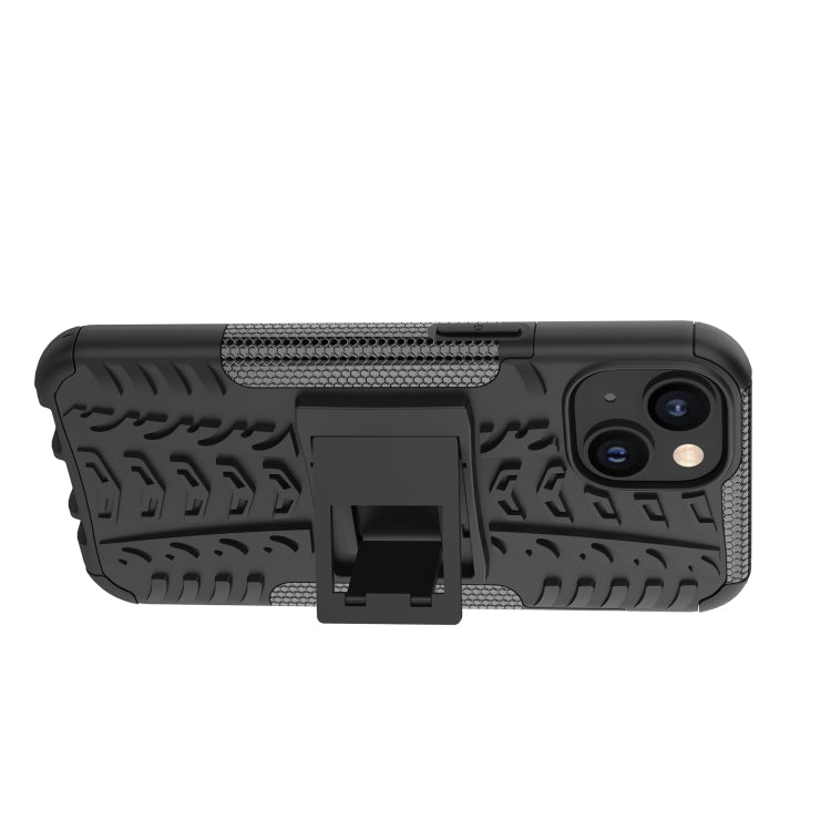 For iPhone 14 Tire Texture TPU + PC Phone Case with Holder
