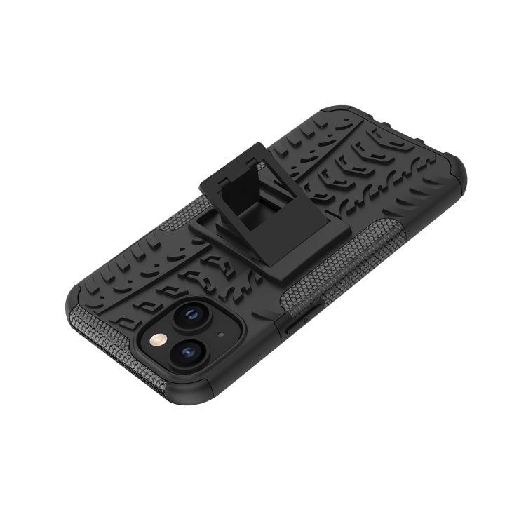 For iPhone 14 Tire Texture TPU + PC Phone Case with Holder