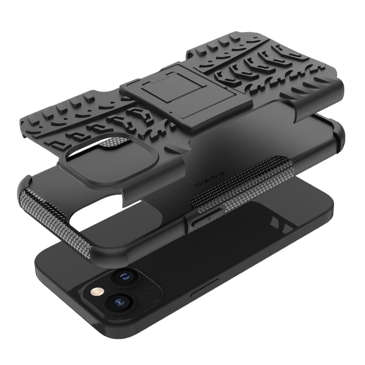 For iPhone 14 Tire Texture TPU + PC Phone Case with Holder