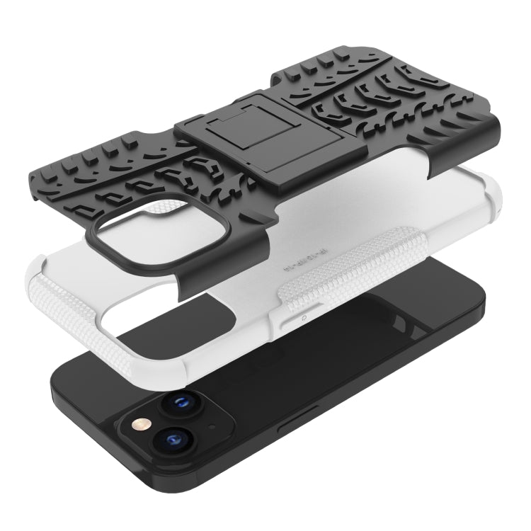 For iPhone 14 Tire Texture TPU + PC Phone Case with Holder