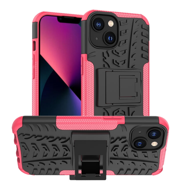 For iPhone 14 Tire Texture TPU + PC Phone Case with Holder