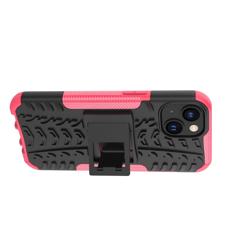 For iPhone 14 Tire Texture TPU + PC Phone Case with Holder