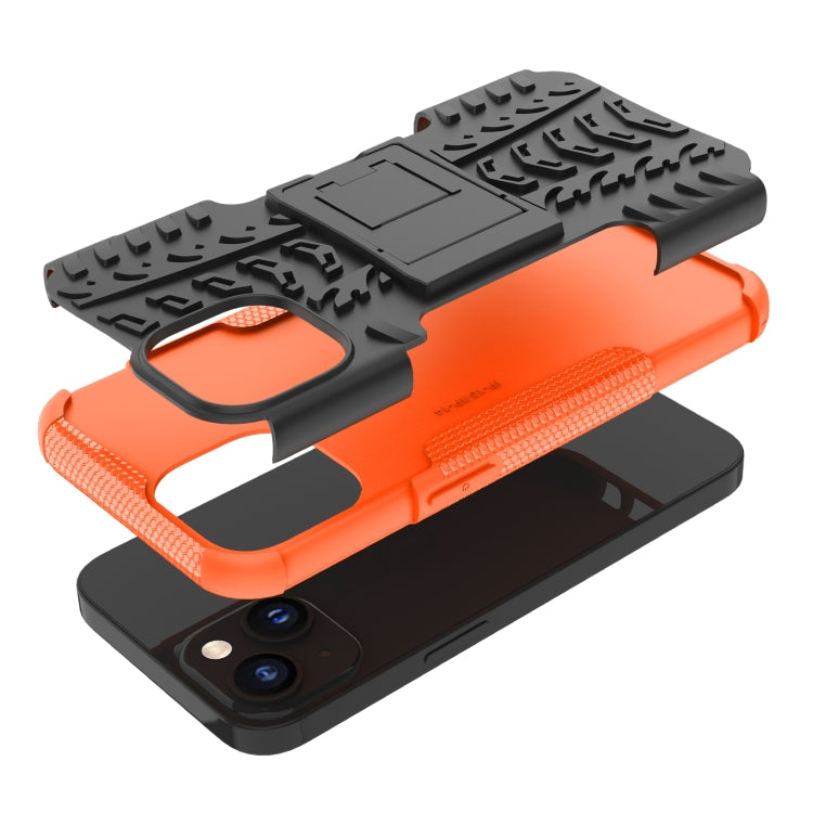 For iPhone 14 Tire Texture TPU + PC Phone Case with Holder