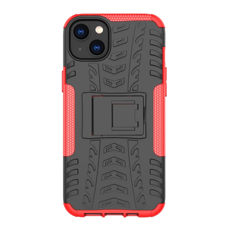 For iPhone 14 Plus Tire Texture TPU + PC Phone Case with Holder