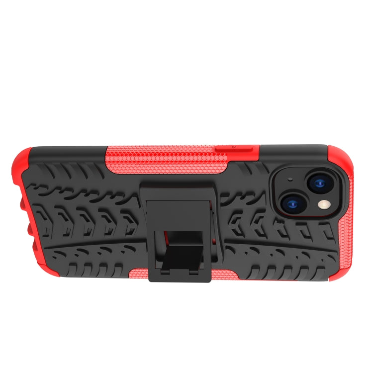 For iPhone 14 Plus Tire Texture TPU + PC Phone Case with Holder