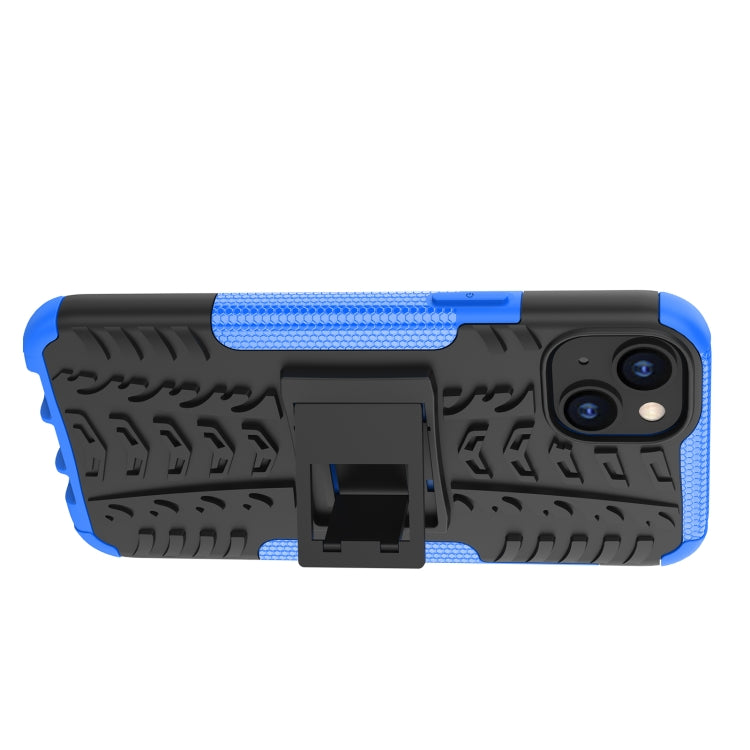 For iPhone 14 Plus Tire Texture TPU + PC Phone Case with Holder