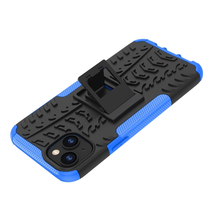 For iPhone 14 Plus Tire Texture TPU + PC Phone Case with Holder